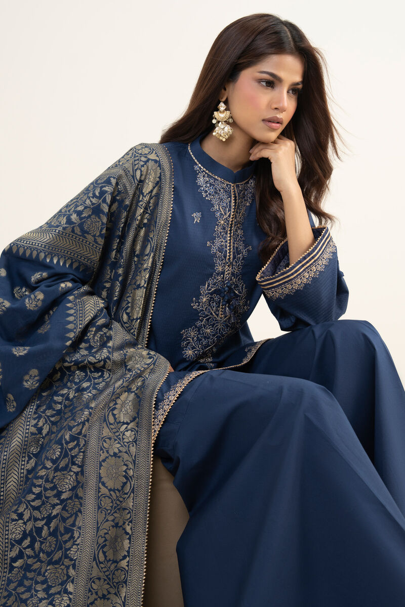 3 Piece - Embroidered Dobby Suit