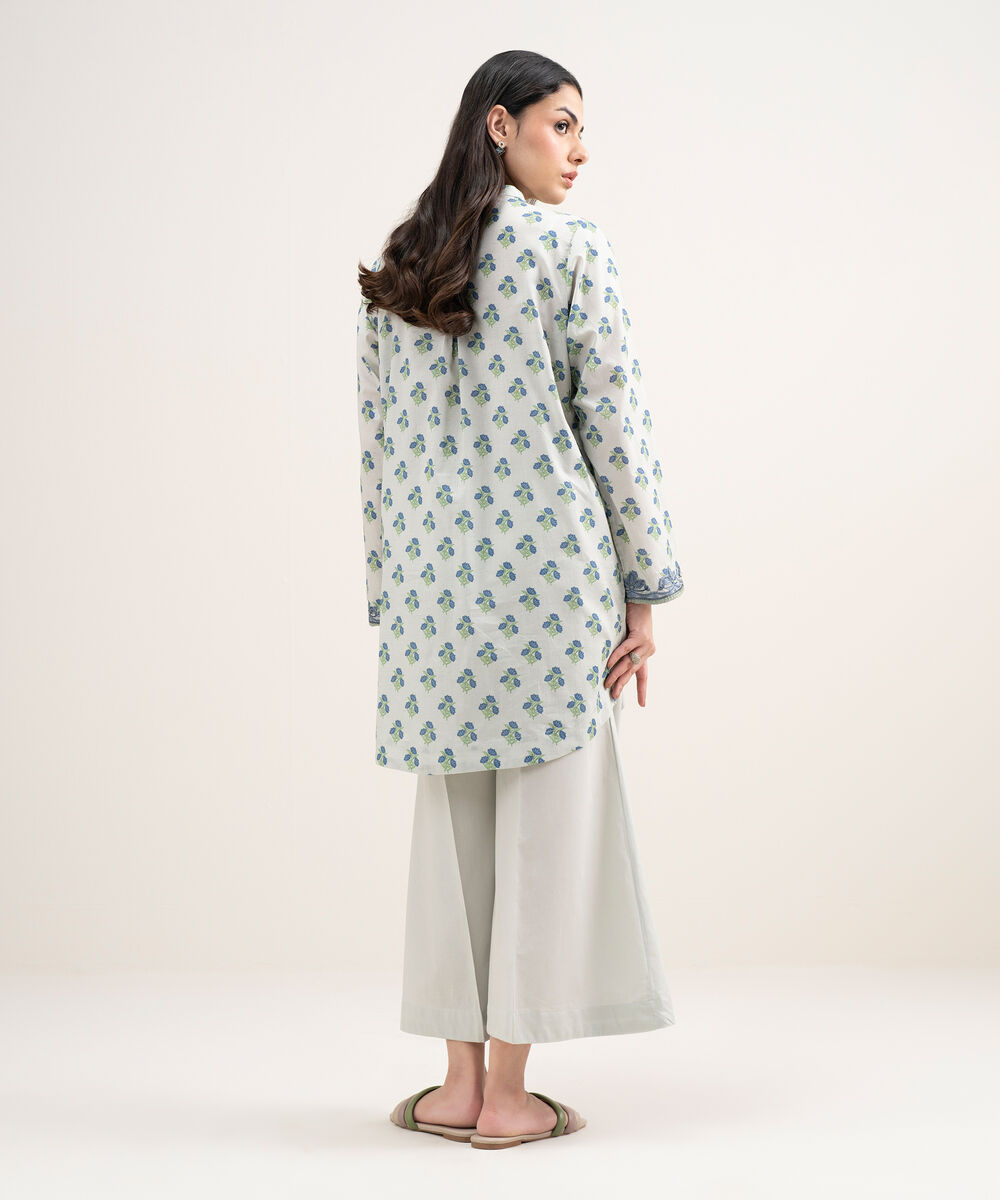 Women's RTW Lawn Embroidered Grey Straight Shirt