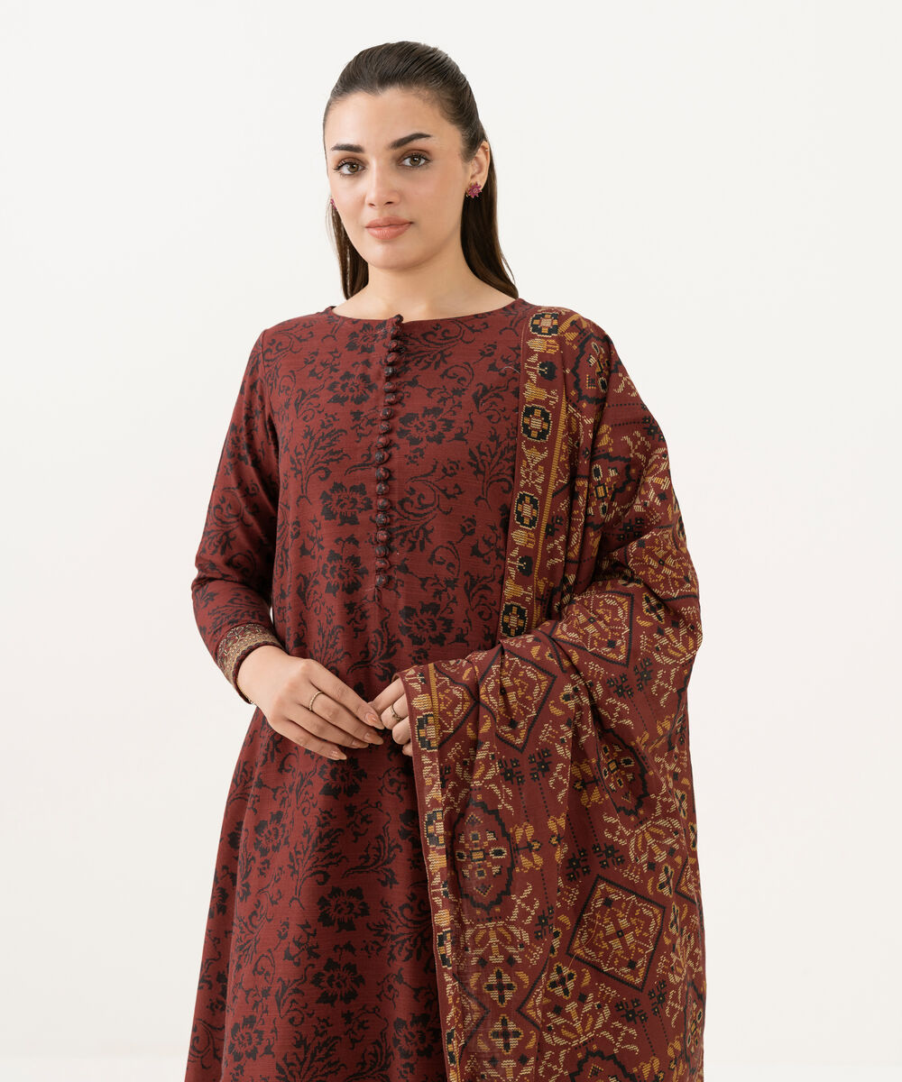 3 Piece - Printed Khaddar Suit Sapphire PK