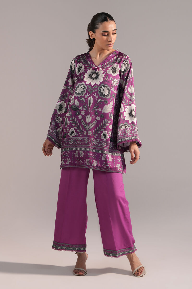 2 Piece - Printed Satin Suit