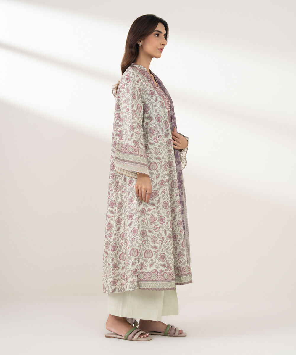 Women's Unstitched Lawn Embroidered Multi 3 Piece Suit
