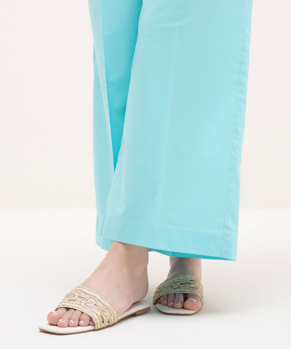 Women's RTW Cambric Blue Solid Culottes
