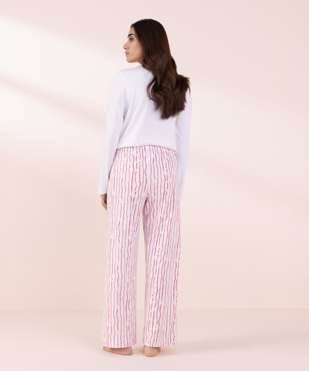Women's Sleepwear White Printed Jersey Pyjama