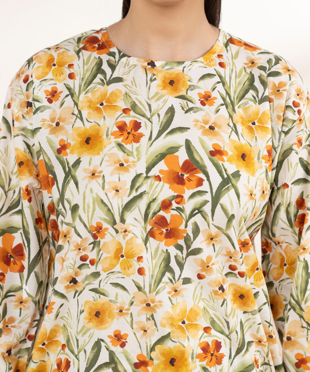 Women's RTW Lycra Multi Printed Drop Shoulder Shirt