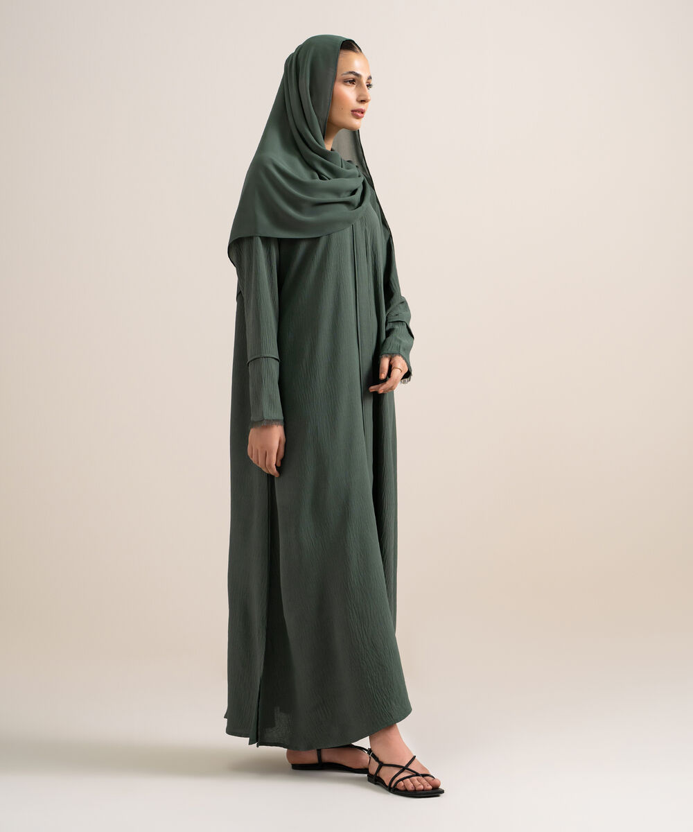 Women's Green Raglan Abaya Set