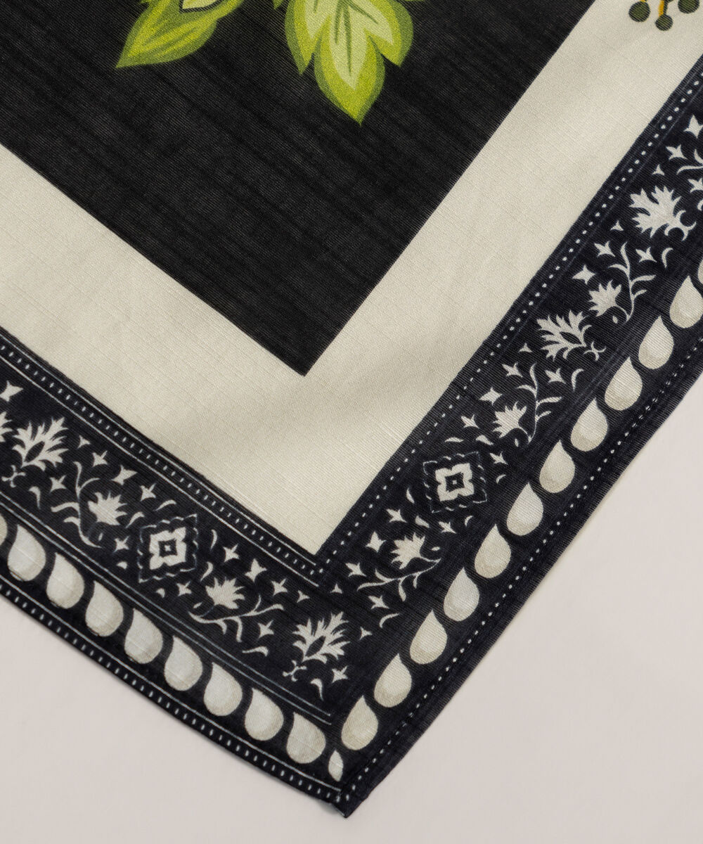 Women's RTW Printed Black Khaddar Dupatta