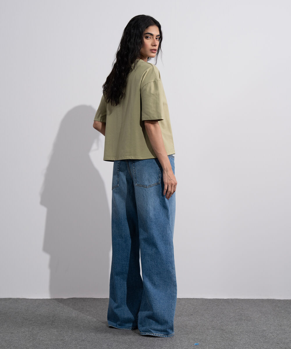 Women's Slate green Loose Fit T-Shirt