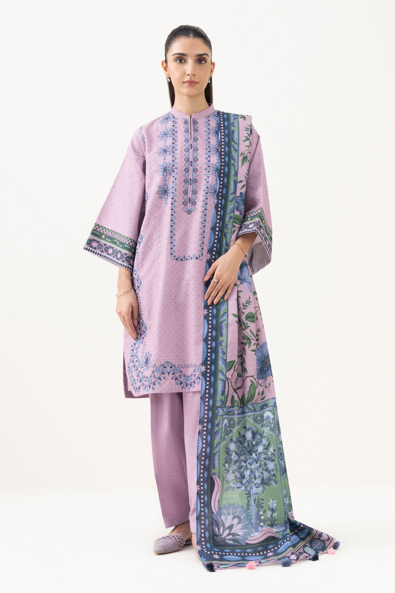 3 Piece - Embroidered Khaddar  Suit