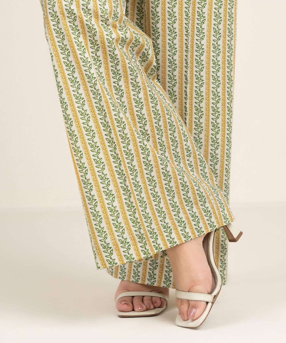 Women's RTW Cambric Printed Cream White Culottes