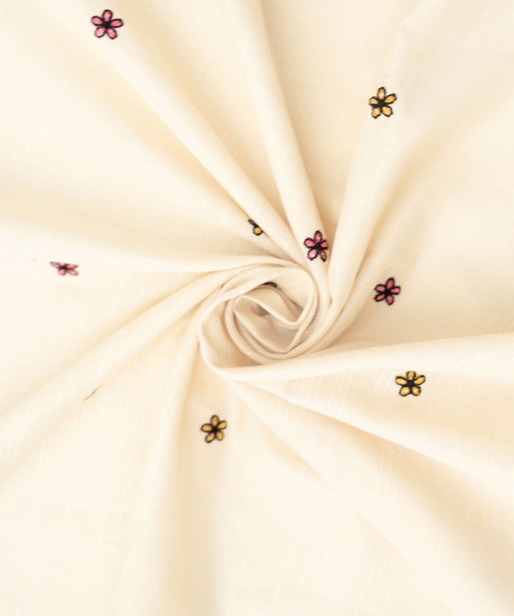 Textured Voile Embroidered Off White Dupatta