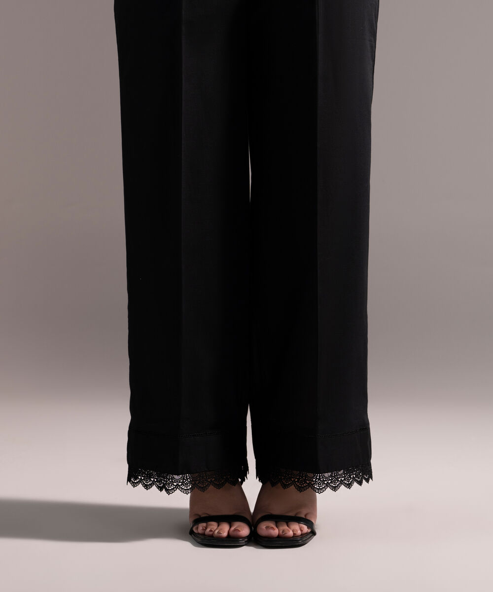 Women's RTW Crosshatch Solid Black Culottes
