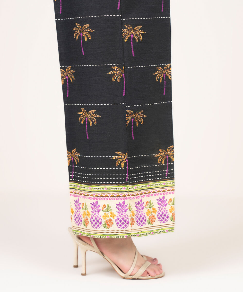 Women's RTW Khaddar Printed Black Culottes