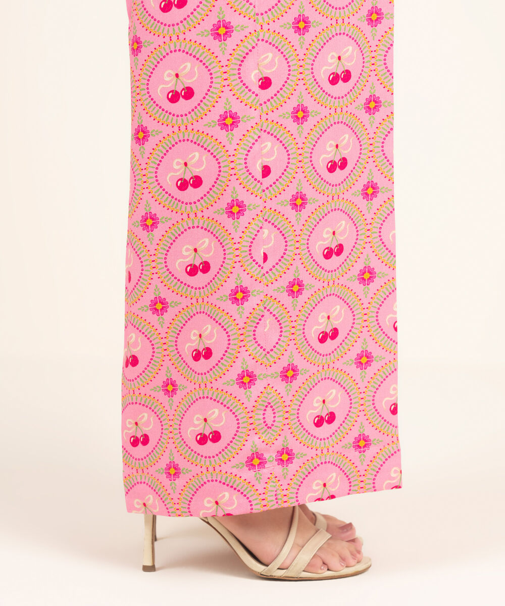 Women's RTW Linen Viscose Printed Pink Culottes