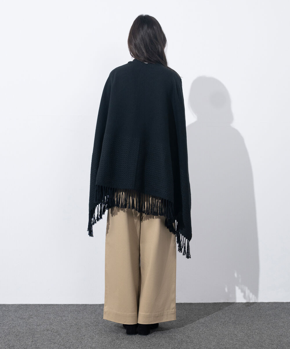 Women's Western Wear Black Textured Cape Shawl