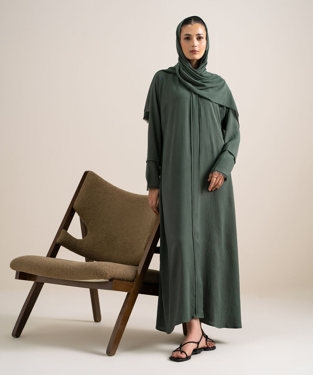 Women's Green Raglan Abaya Set