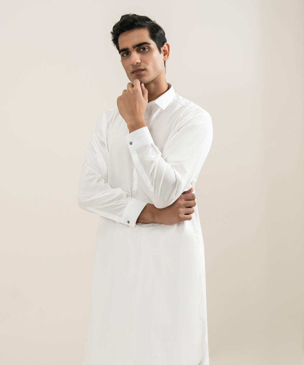 Men's off white 100% Cotton Kameez Shalwar