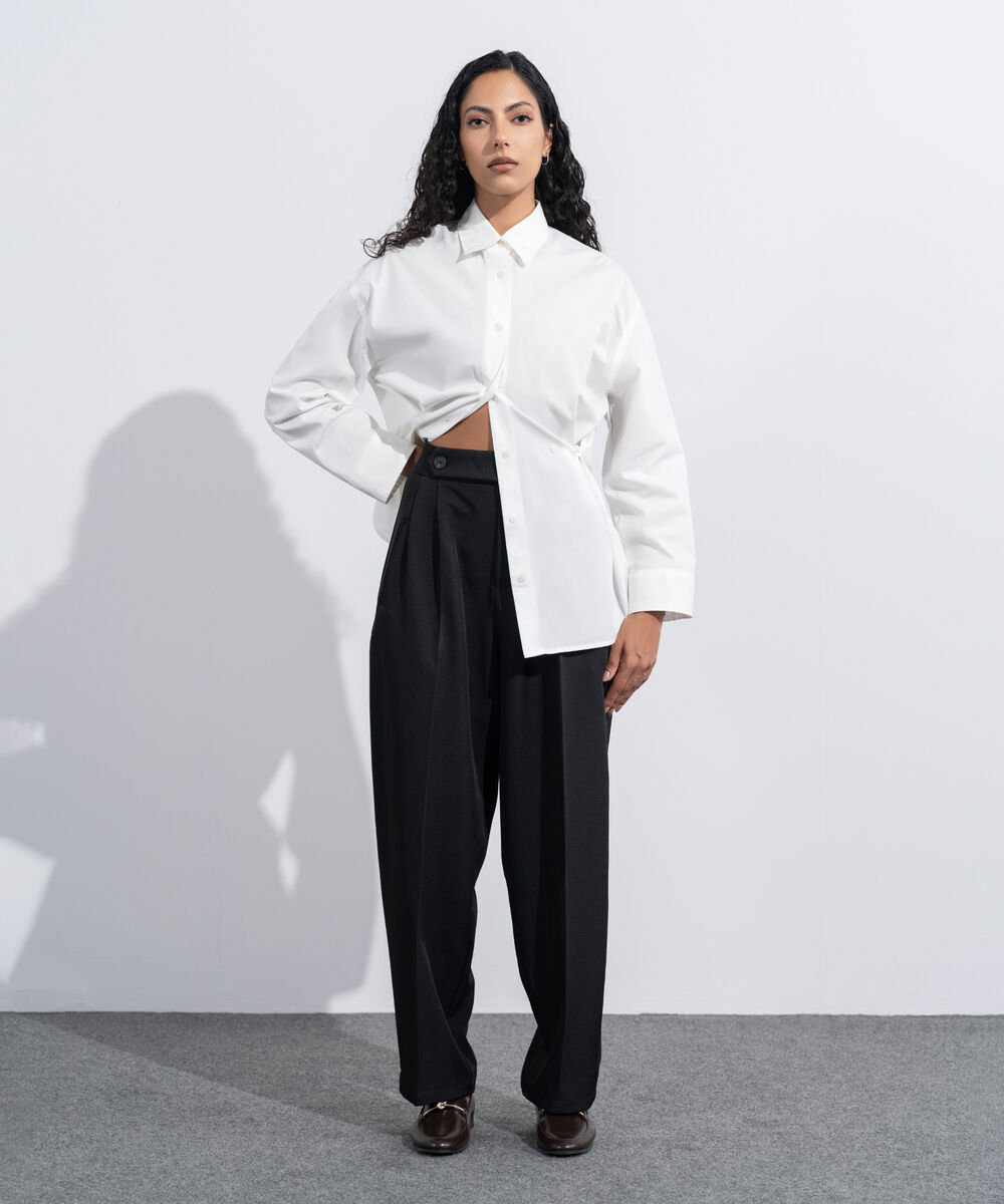 Women's Western Wear Black Slouchy Tailored Trousers