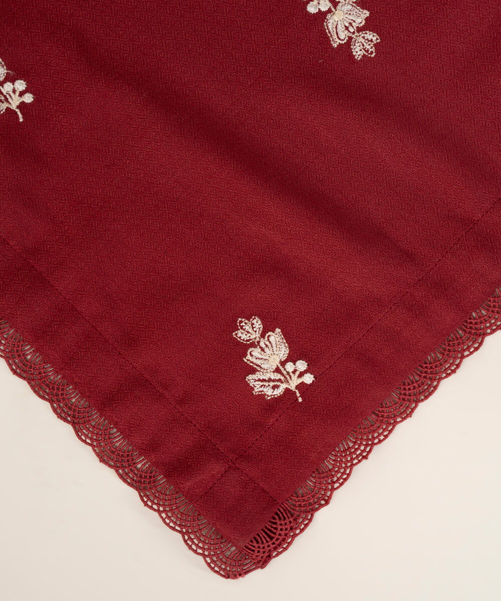 Dobby Embroidered Maroon Dupatta