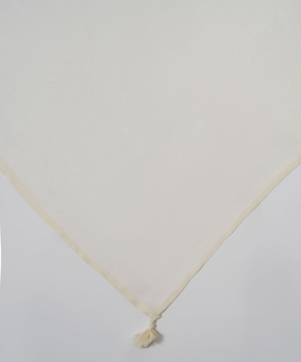 Women's RTW BEmbroidereder Georgette Chiffon Solid Off White Dupatta