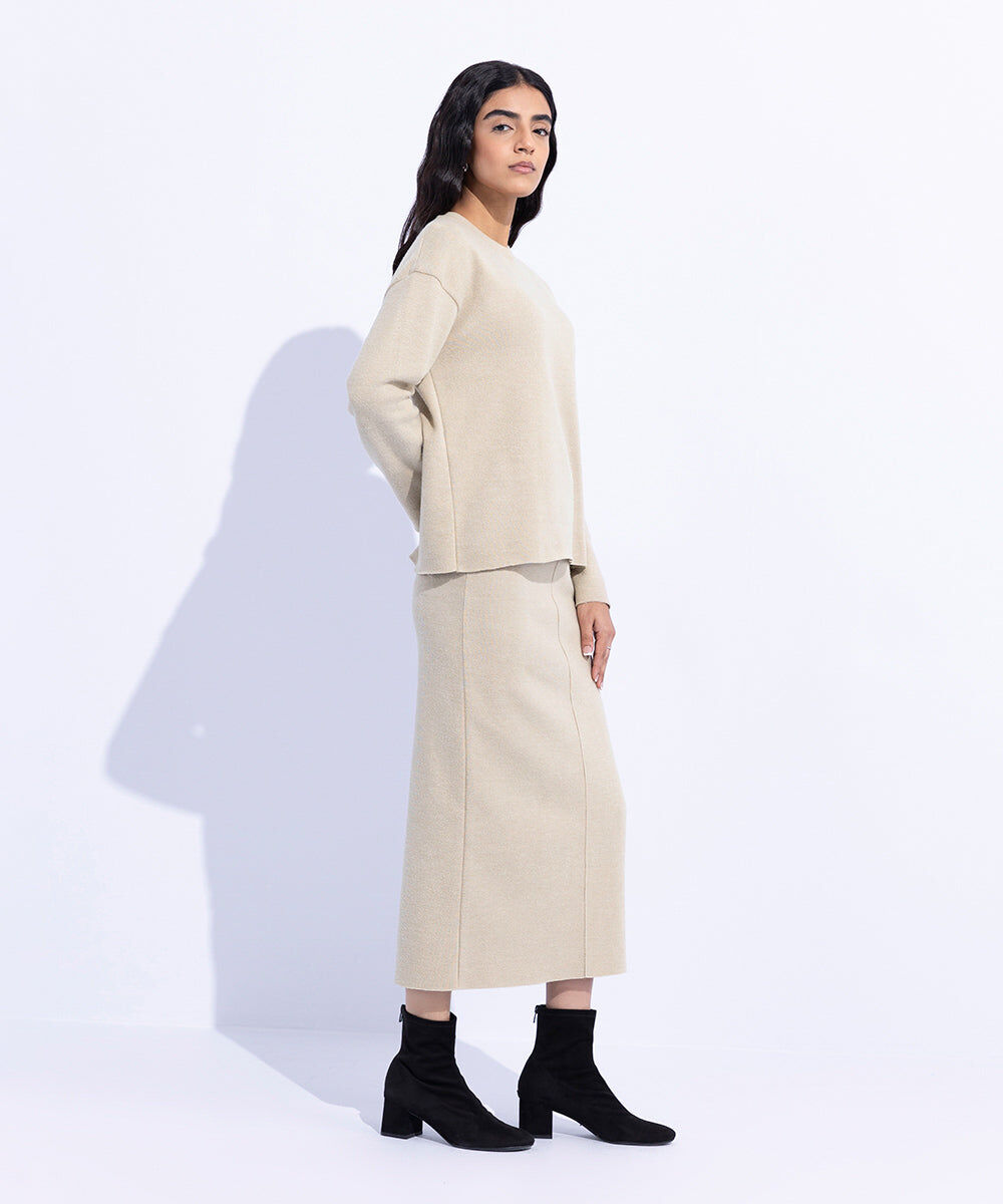 Woman - Off White Ribbed T-Shirt