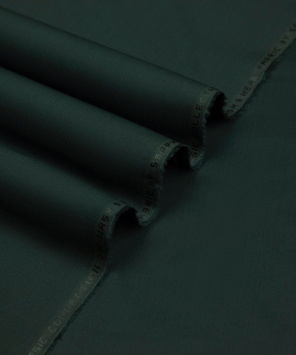 Men's Unstitched Two-Piece Dark Green  Premium Wash & Wear Dobby Suit