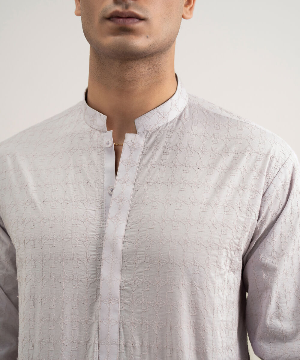 Men's Stitched Cotton Grey Suit