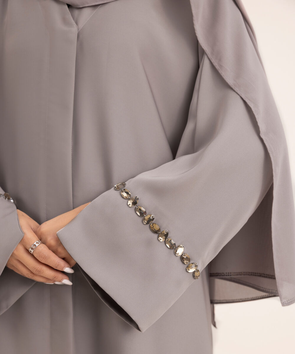 Women's Grey Nida Abaya Set