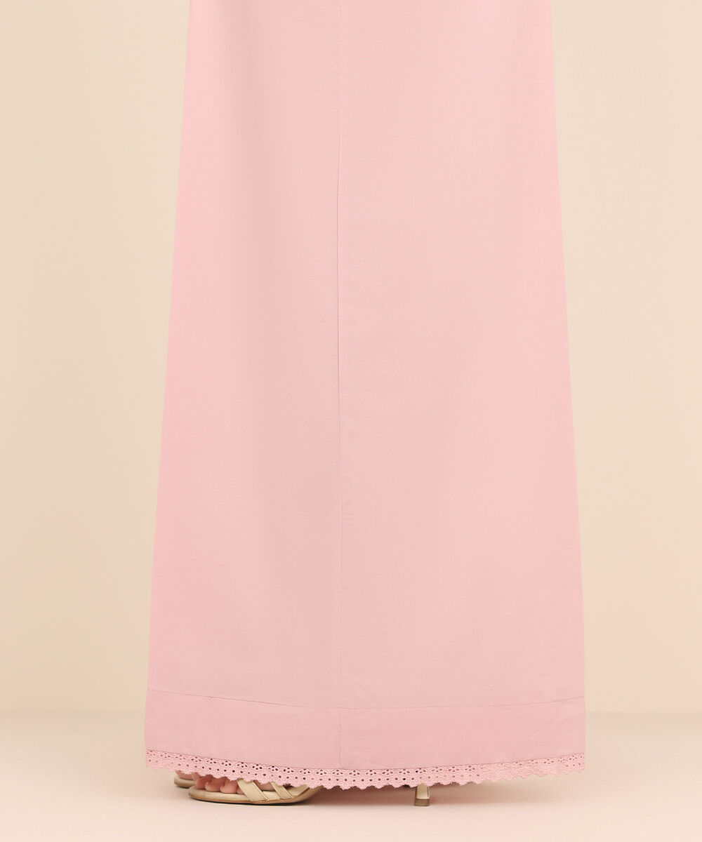 Women's RTW Cambric Pink Solid Flared Pants