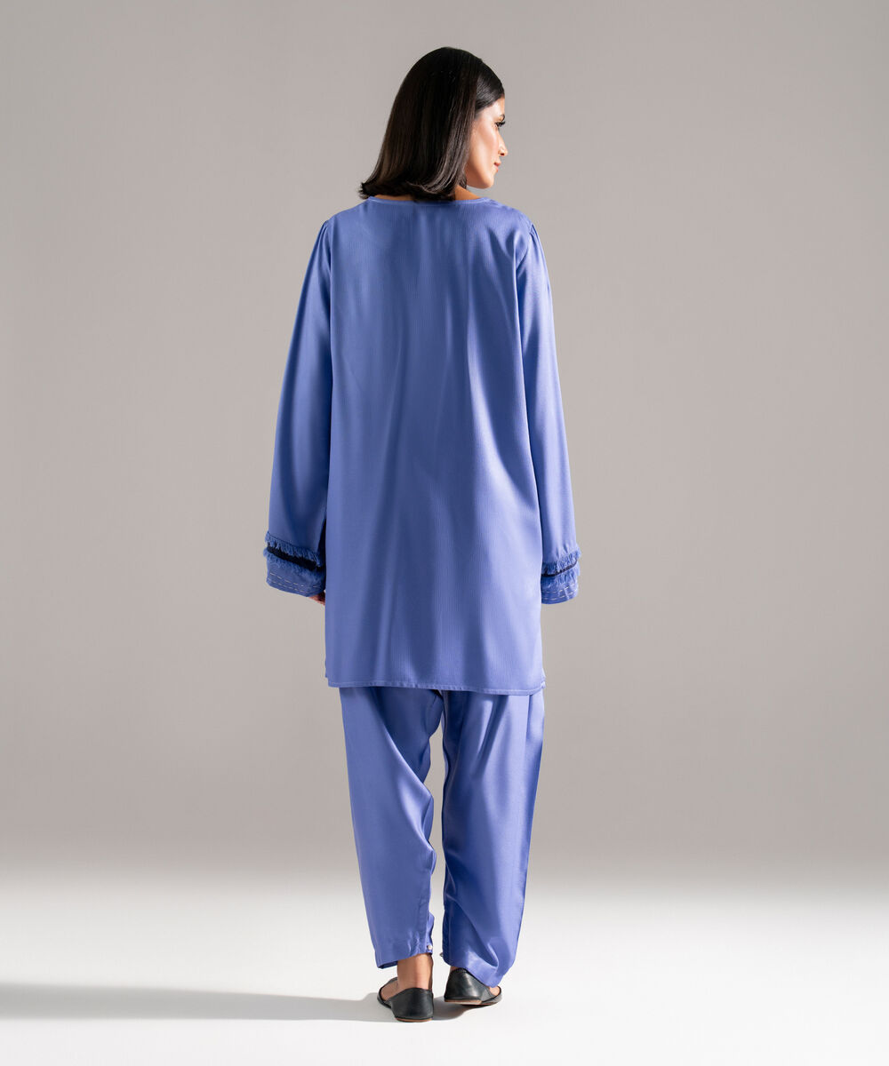 Women's RTW Bedford Solid Blue 2 Piece Suit