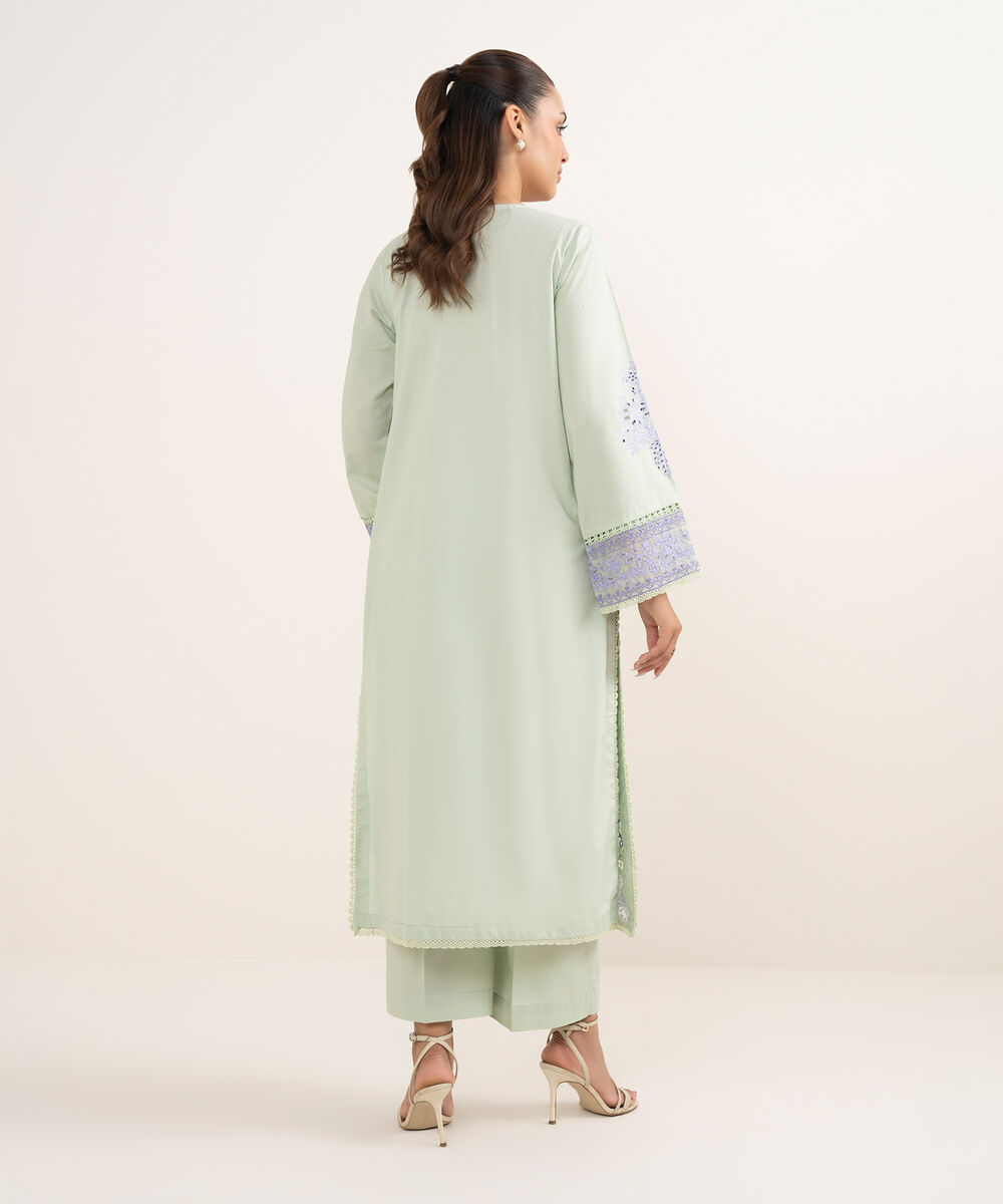 Women's RTW Cambric Mint Green Dyed Aline Shirt