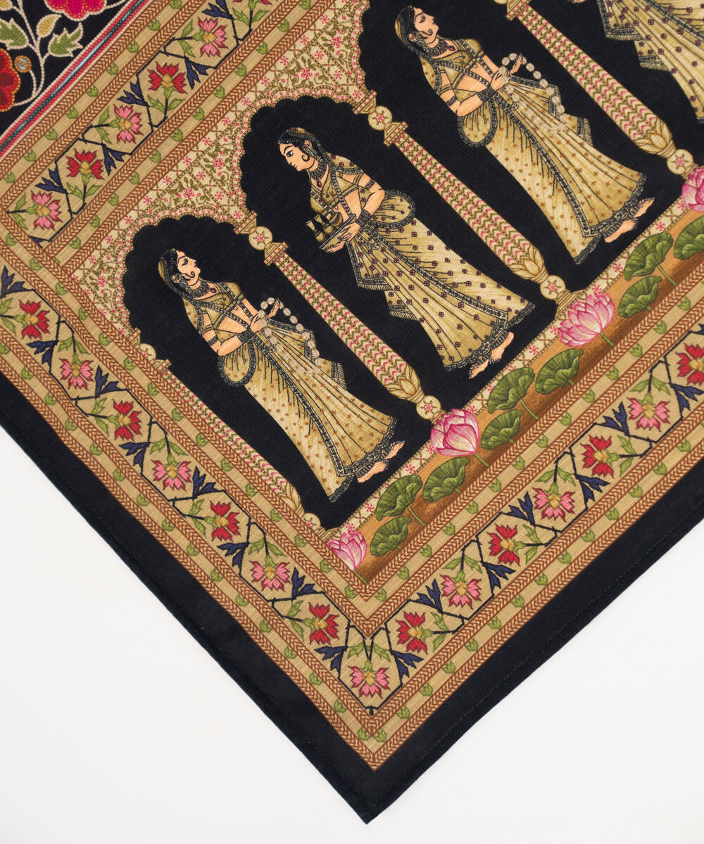 Printed Khaddar Black Dupatta