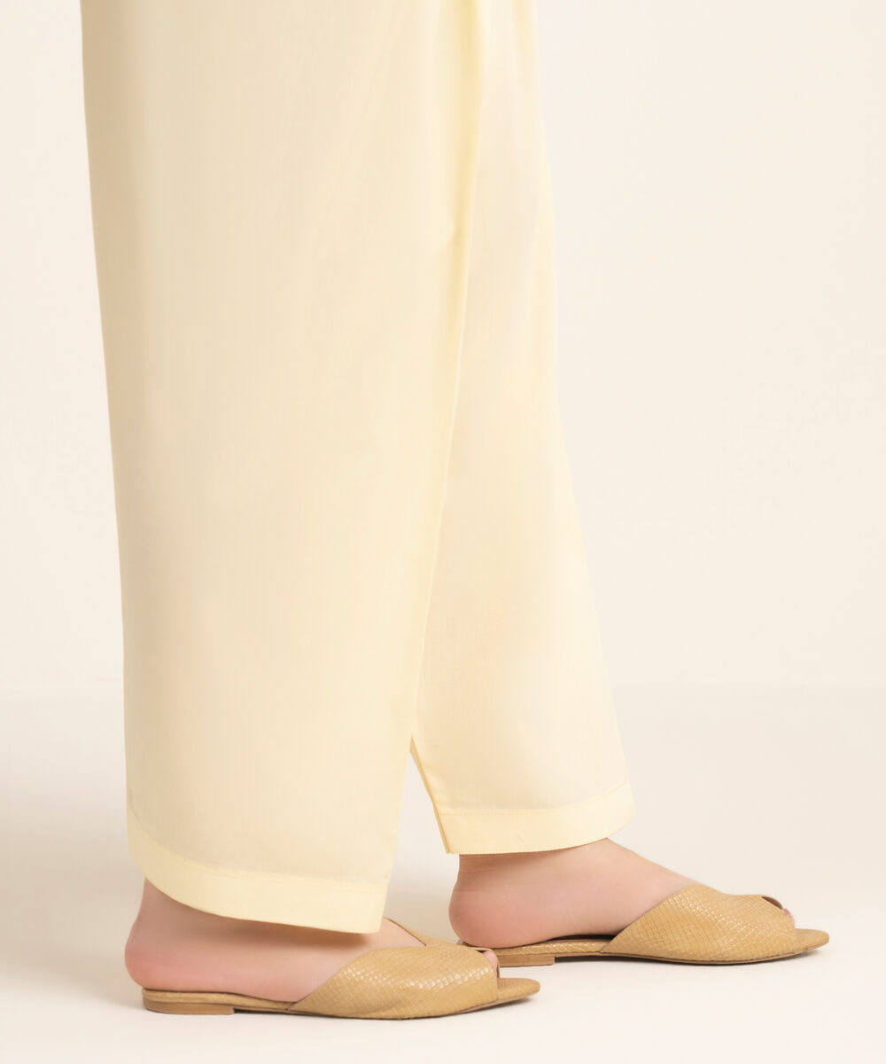 Women's RTW Cambric Solid Yellow Shalwar