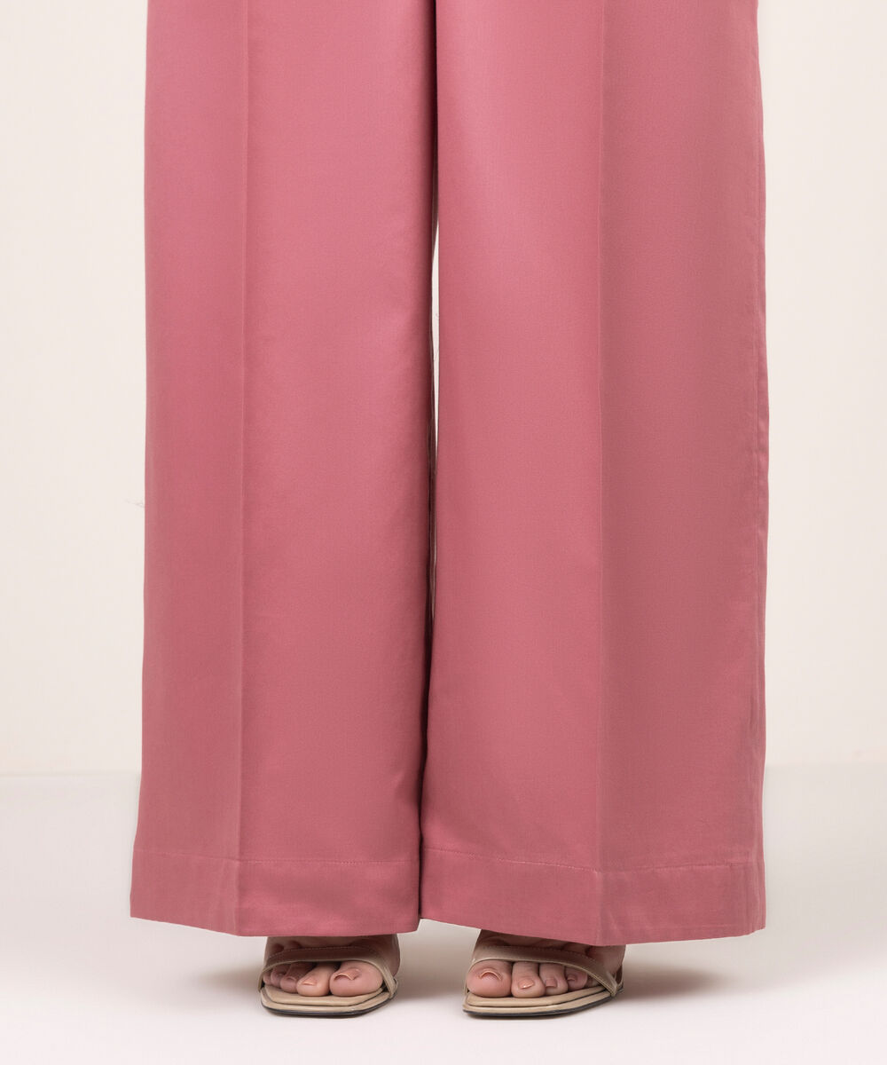 Women's RTW Cambric Solid Pink Flared Pants