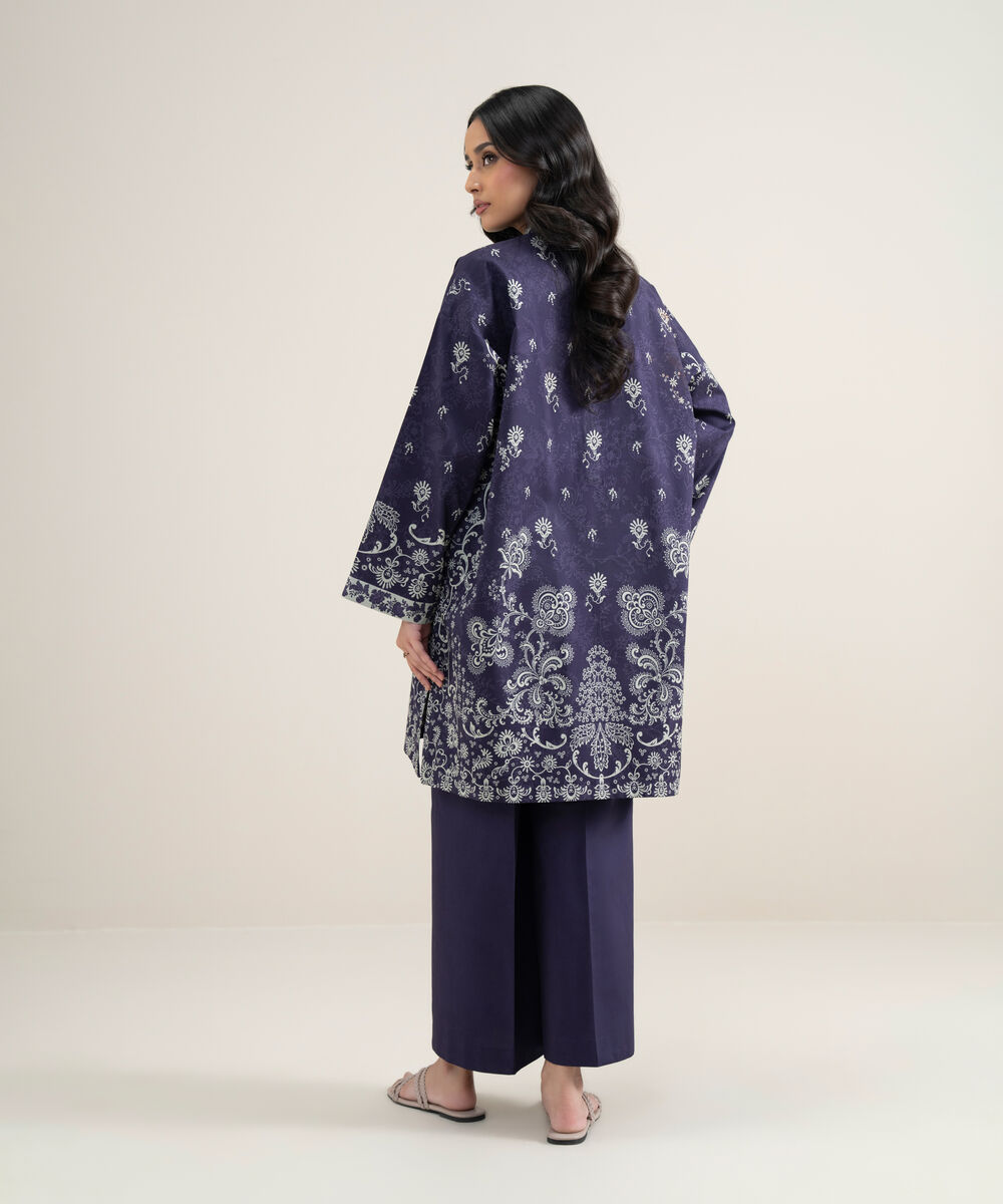 Women's Unstitched Lawn Printed Off White and Black 2 Piece Suit