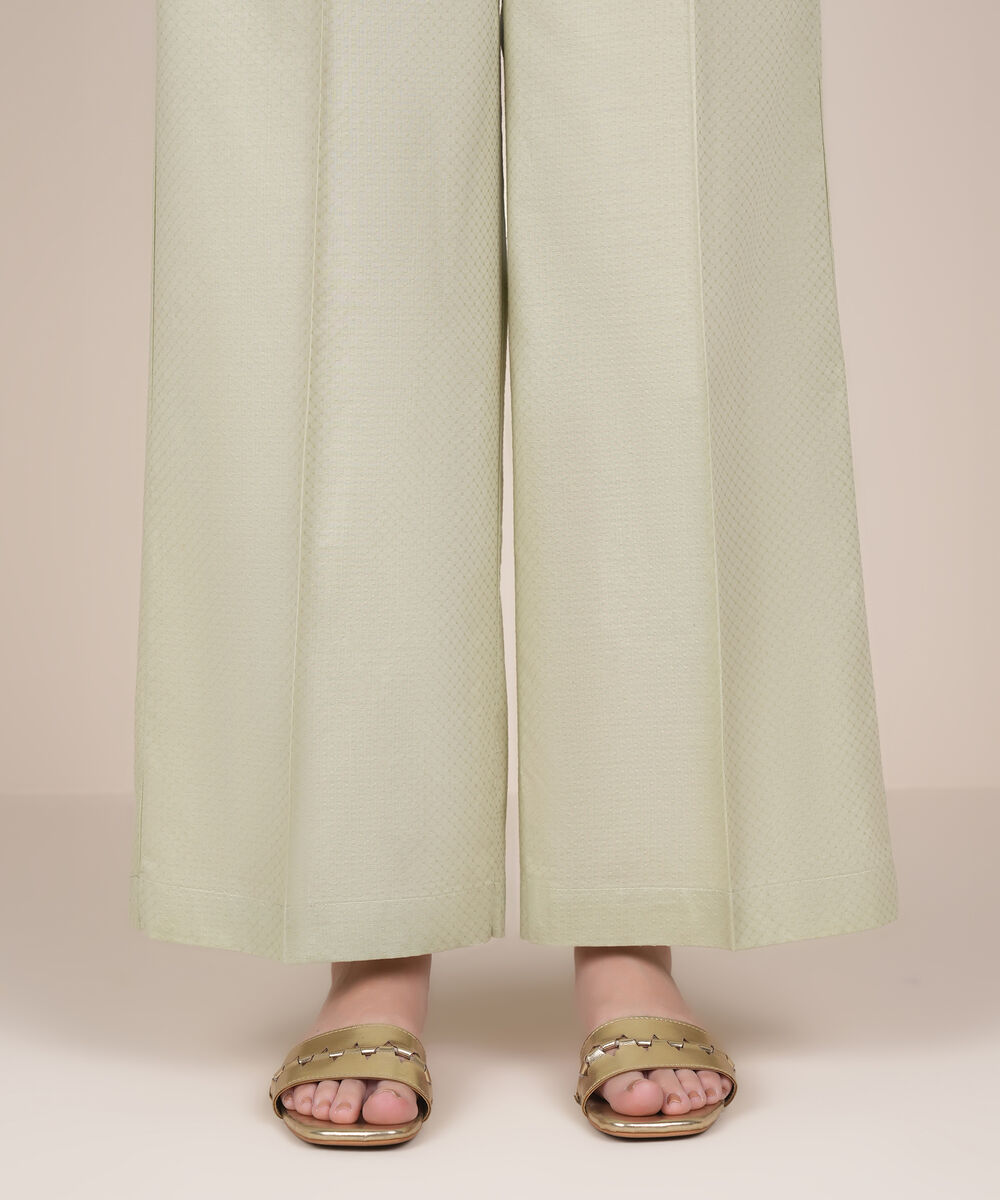 Women's RTW Dobby Off White Solid Culottes