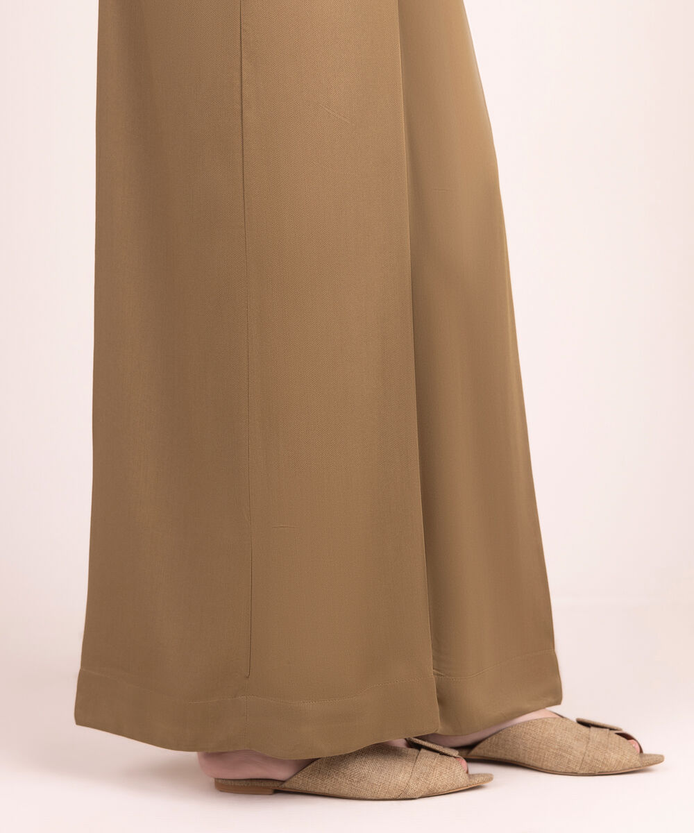 Women's RTW Bedford Solid Brown Flared Pants