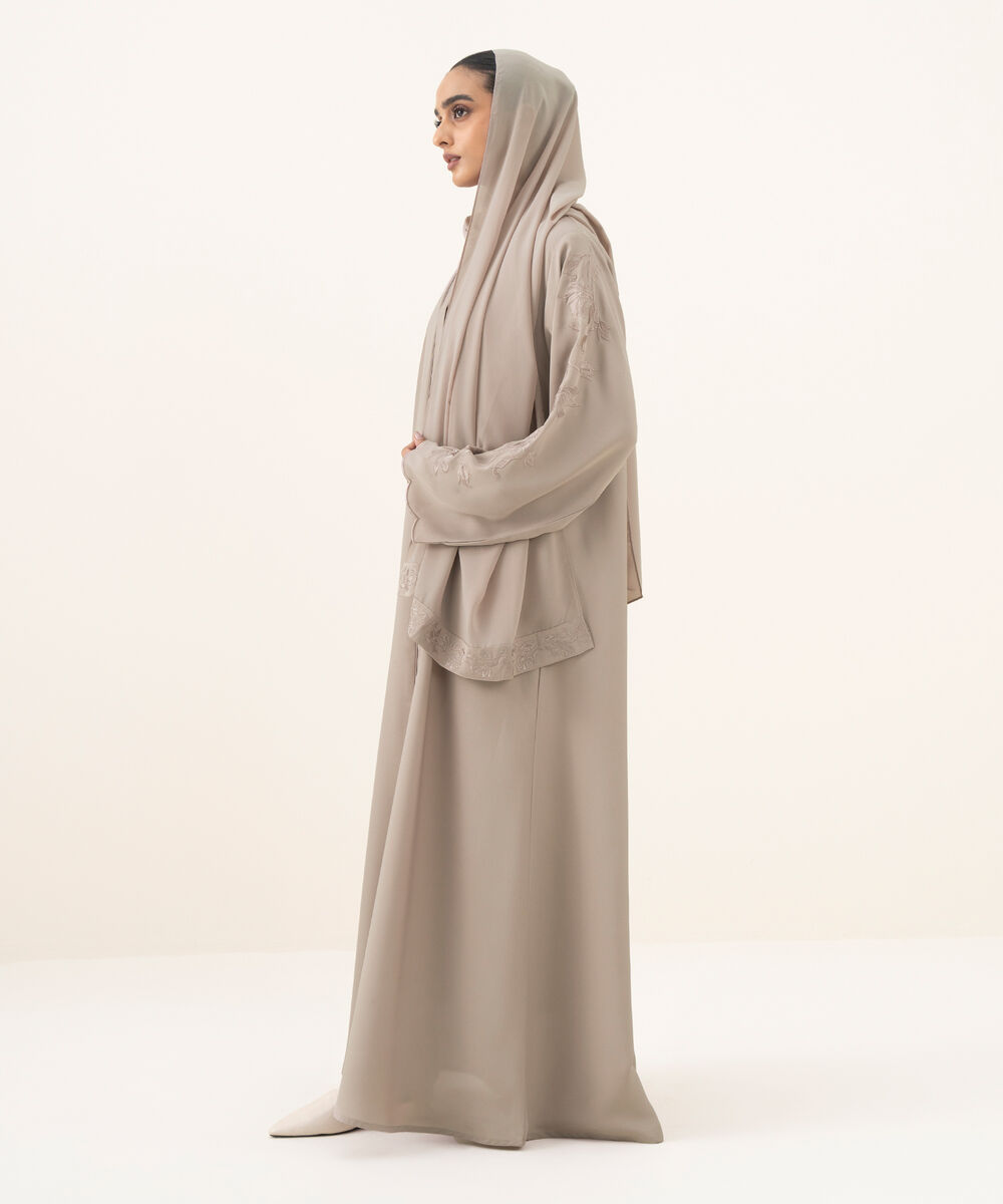 Women's mauve button through Abaya set