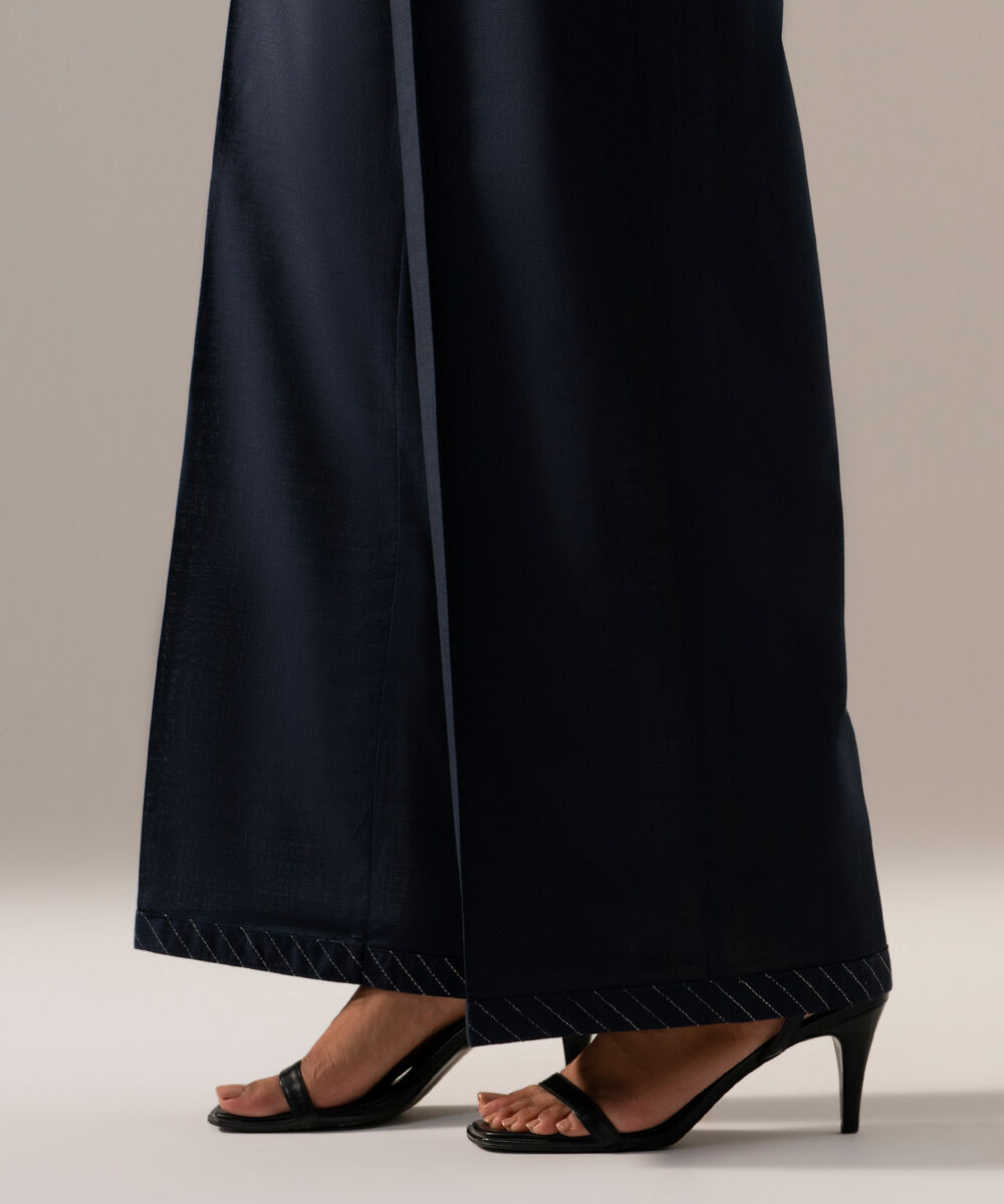 Women's RTW Cross Hatch Solid Dark Blue Culotte