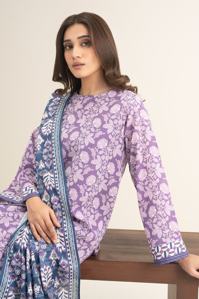 3 Piece - Printed Khaddar Suit