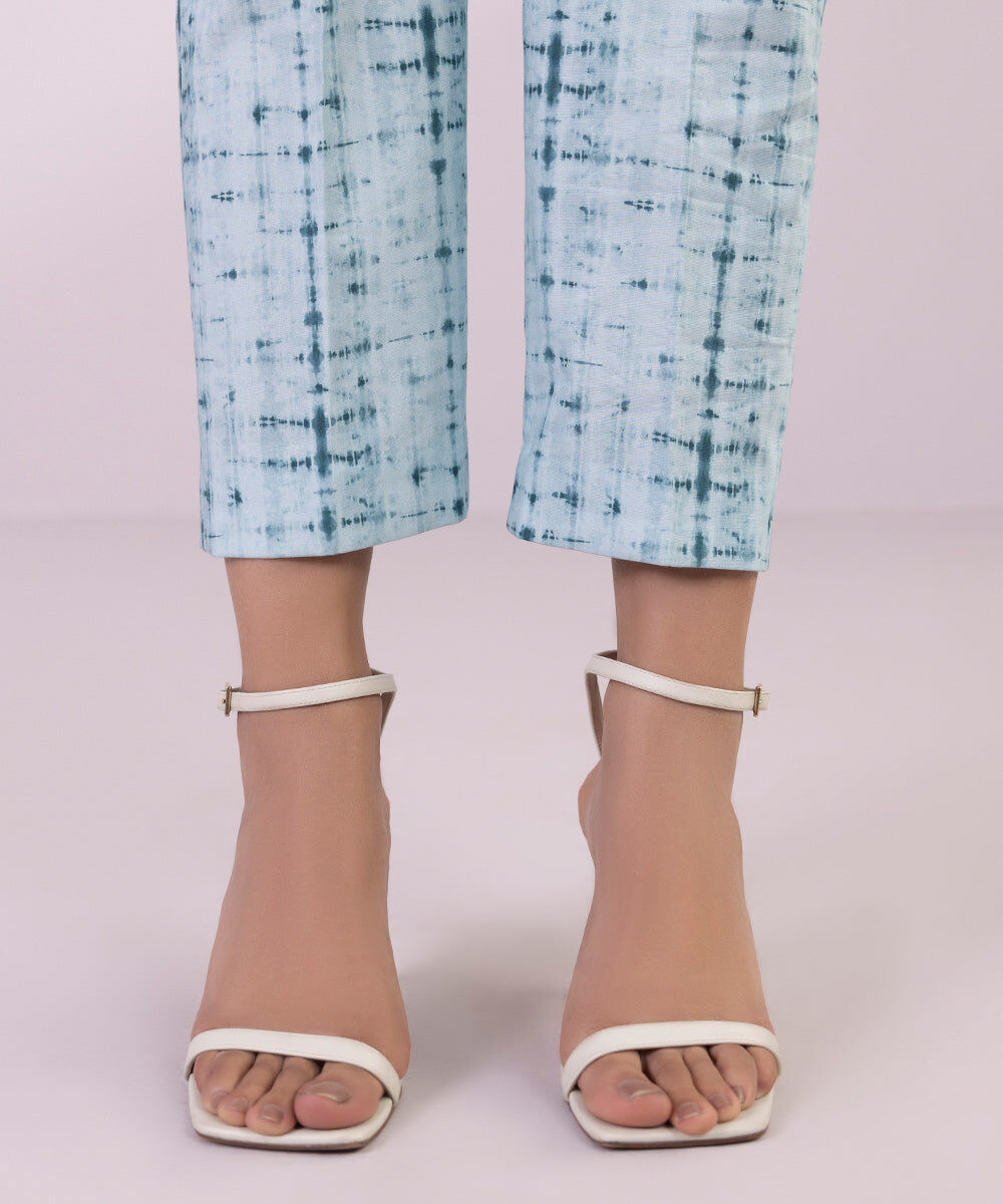Women's Pret Cambric Blue Printed Cigarette Pants