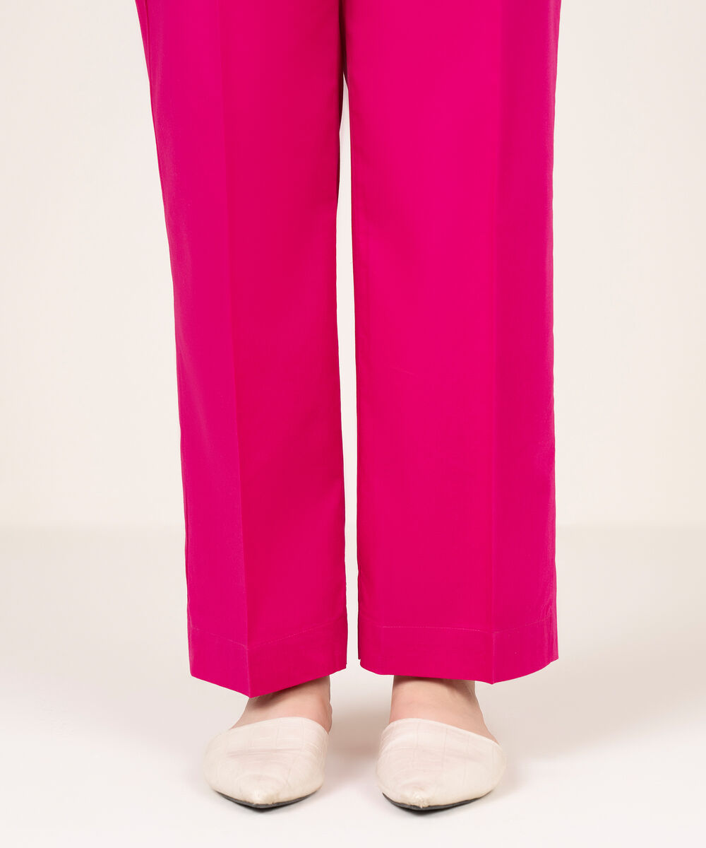 Women's RTW Cotton Solid Pink Culottes