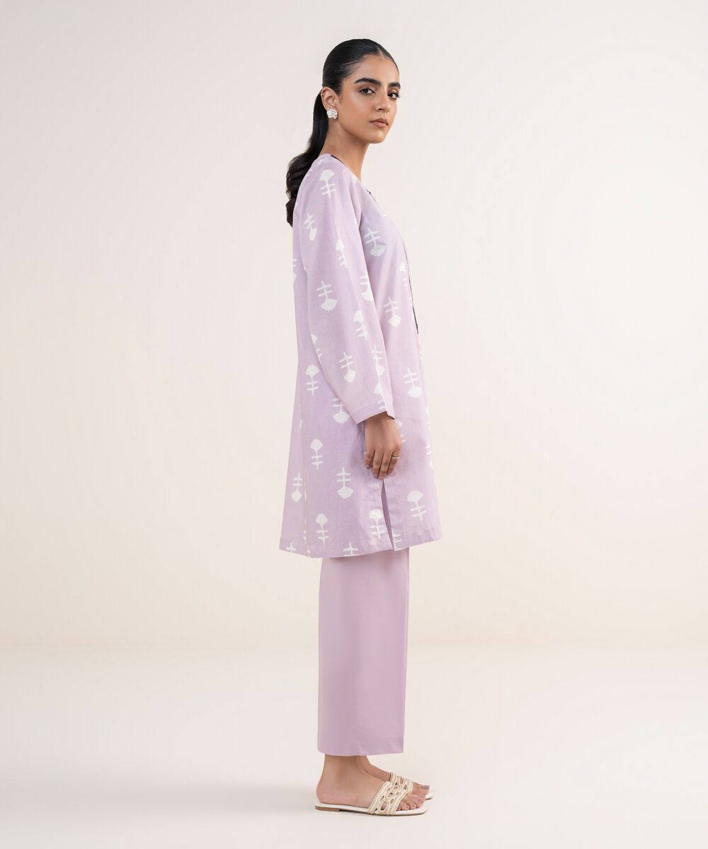 Women's RTW Lawn Purple Embroidered Straight Shirt