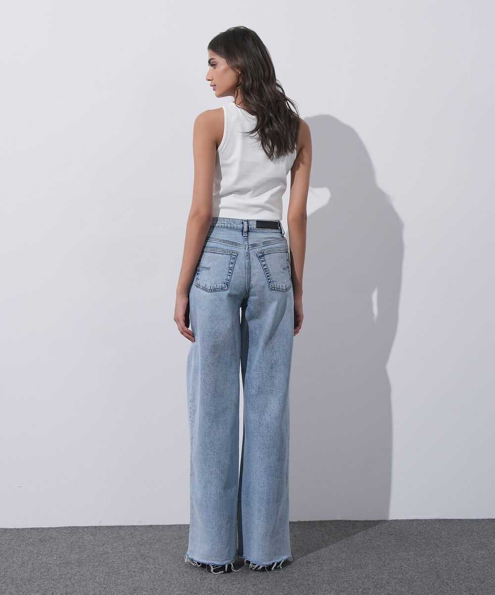 Women's Western Wear Blue Straight Pants