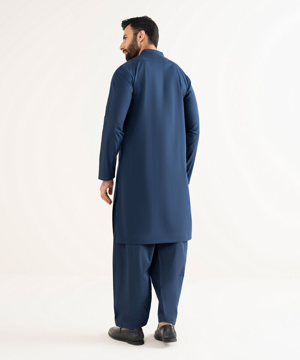 Men's 100% Cotton Plain Blue Kurta Shalwar