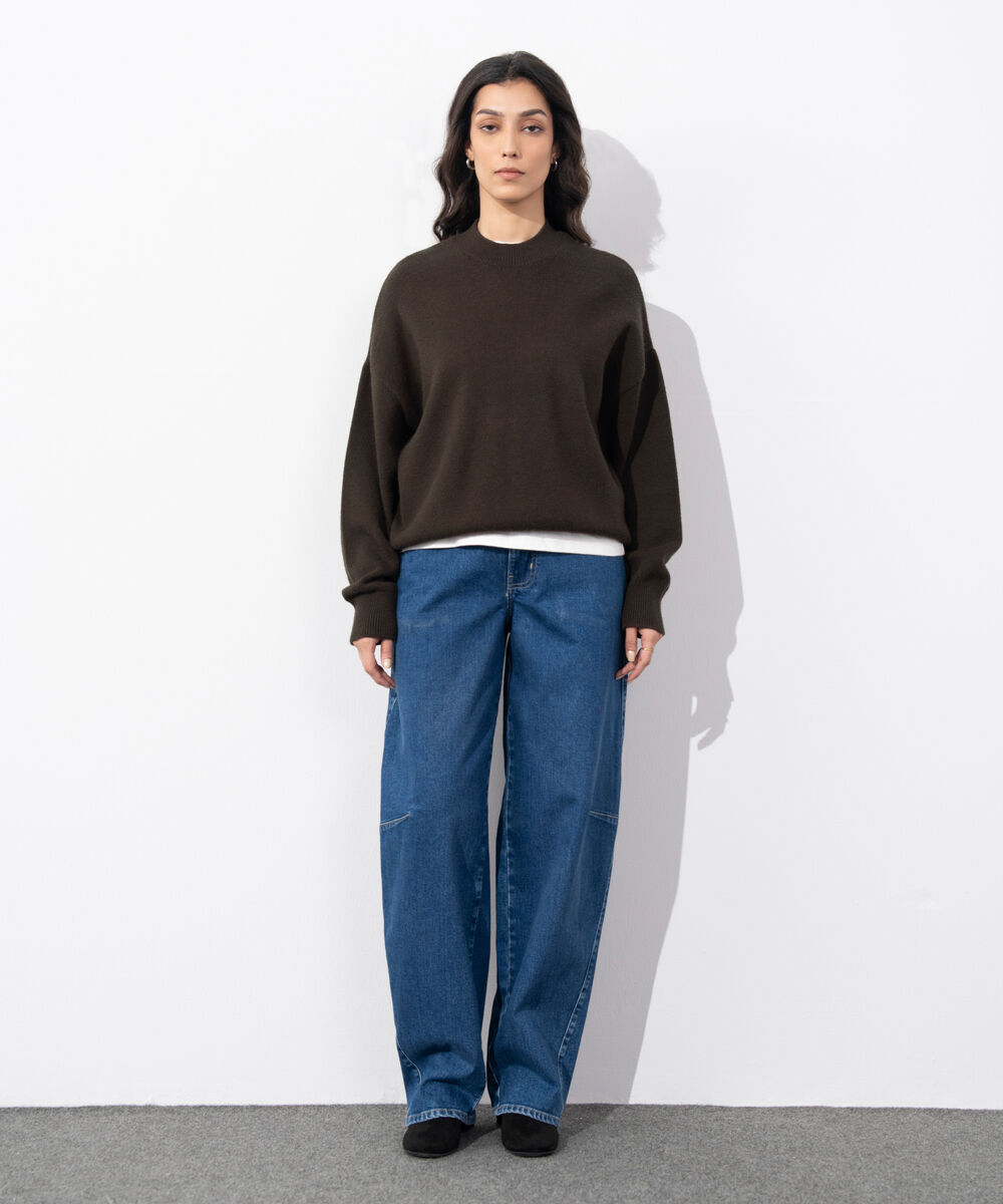 Women's Western Wear Brown Soft Touch Knit Sweater