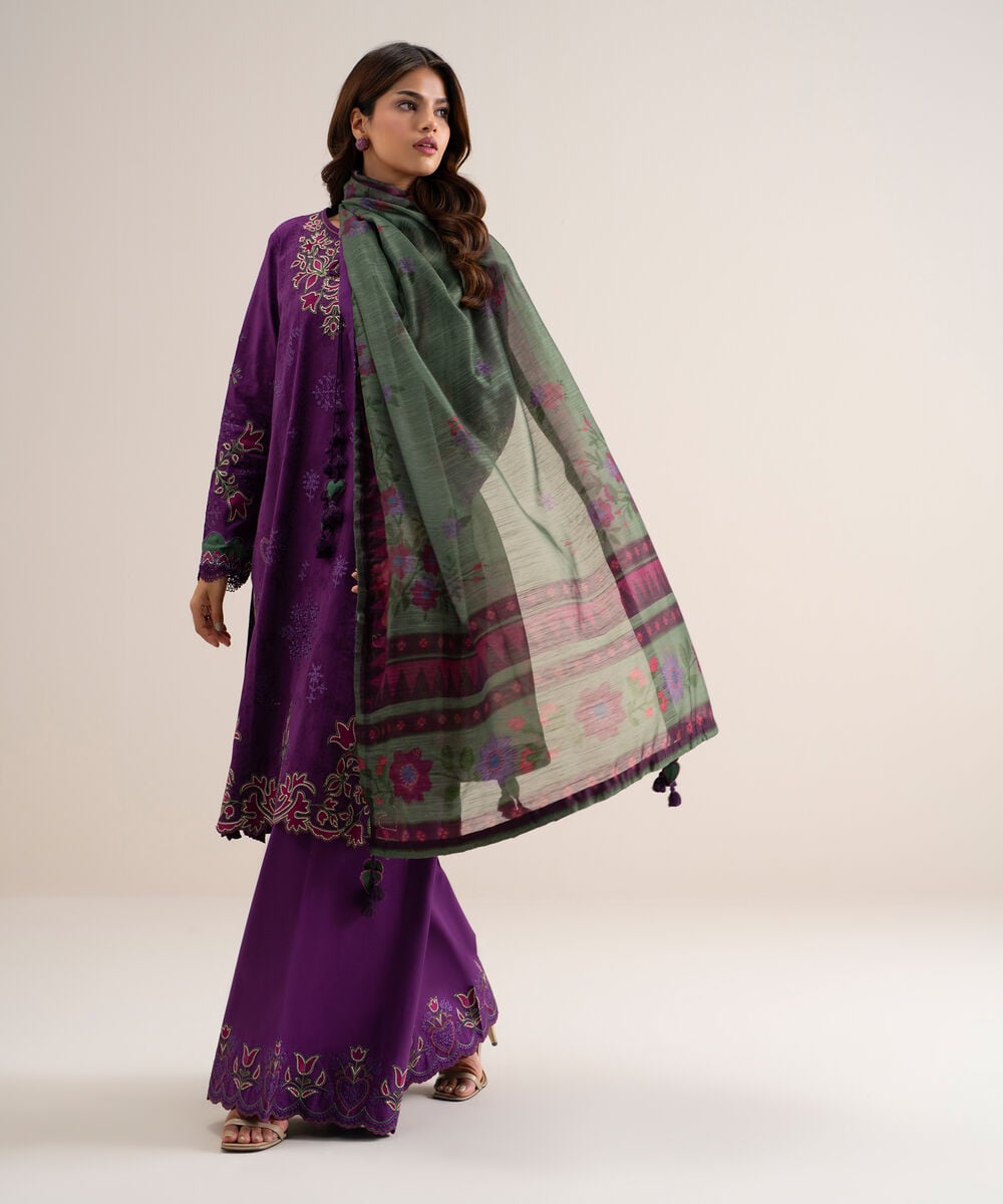 3 Piece - Embroidered Jacquard Suit — Sapphire view 4