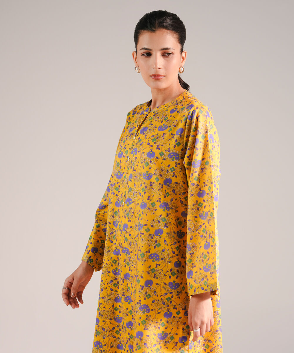 Women's RTW Textured Lawn Embroidered Yellow 2 Piece Suit