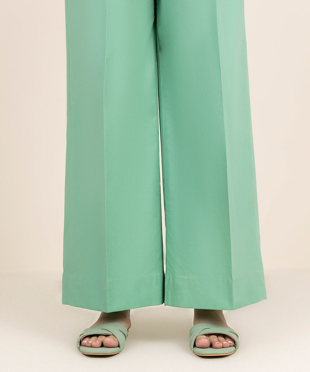 Women's Unstitched Cotton Printed Green Trousers Fabric