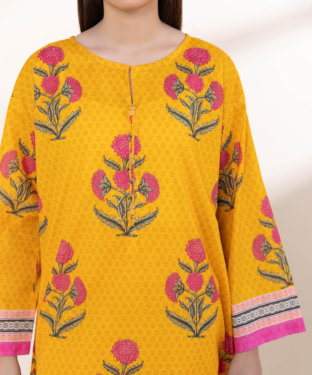 Women's RTW Textured Lawn Multi Printed Boxy Shirt