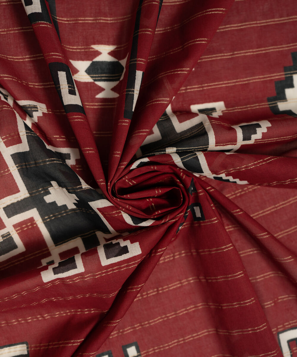 Zari Lawn Printed Maroon Dupatta